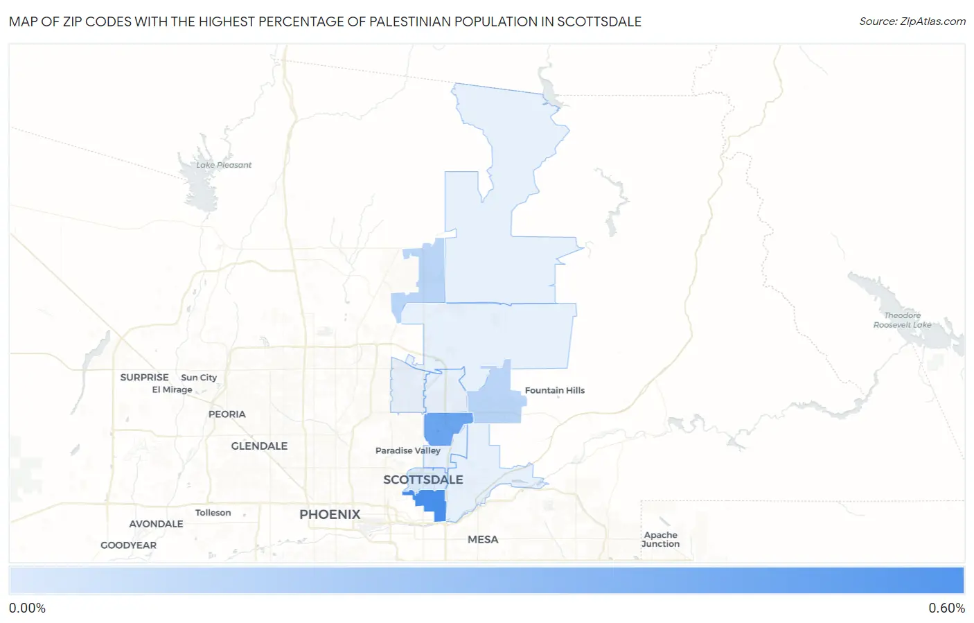 Zip Codes with the Highest Percentage of Palestinian Population in Scottsdale Map