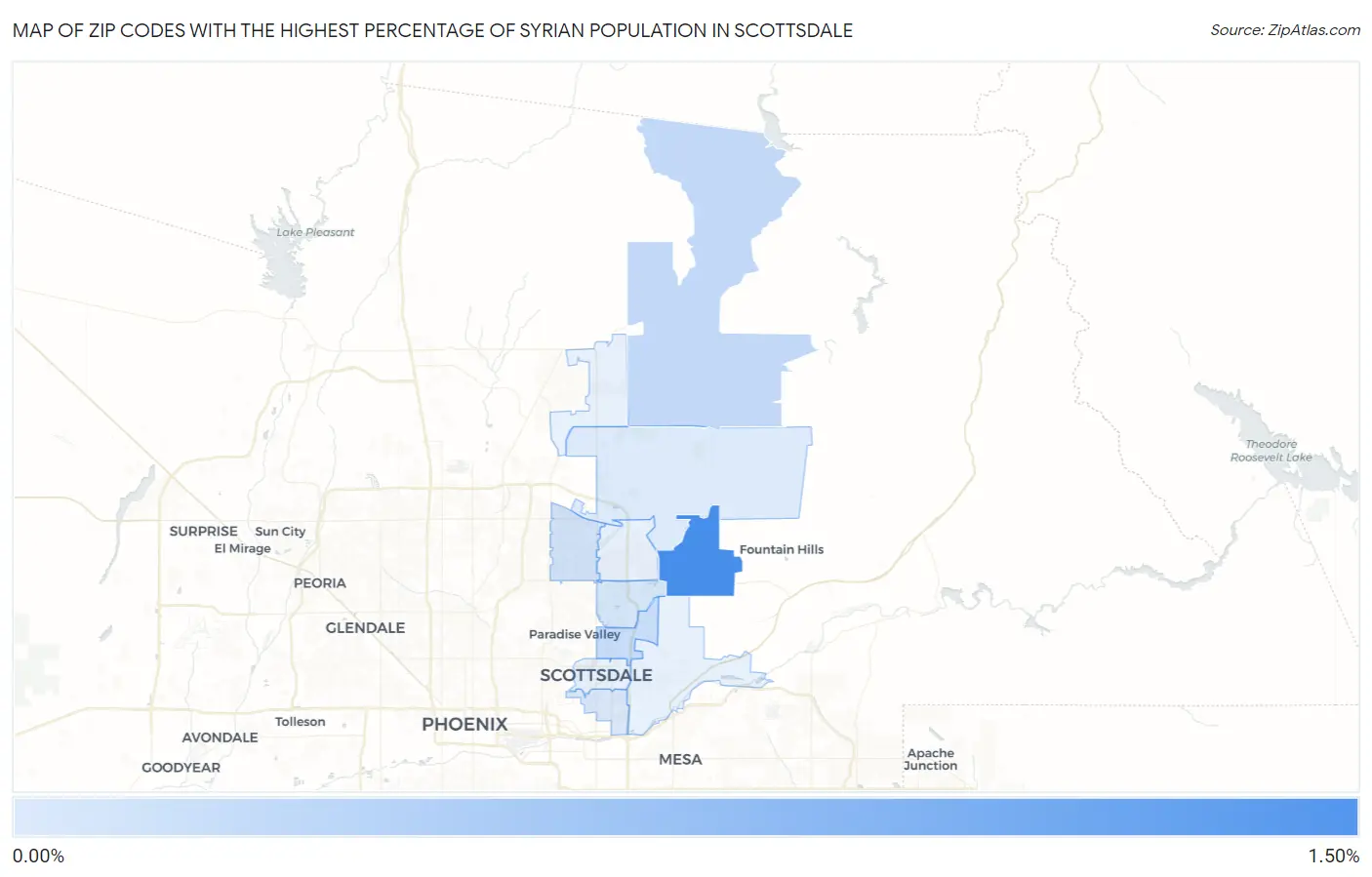 Zip Codes with the Highest Percentage of Syrian Population in Scottsdale Map