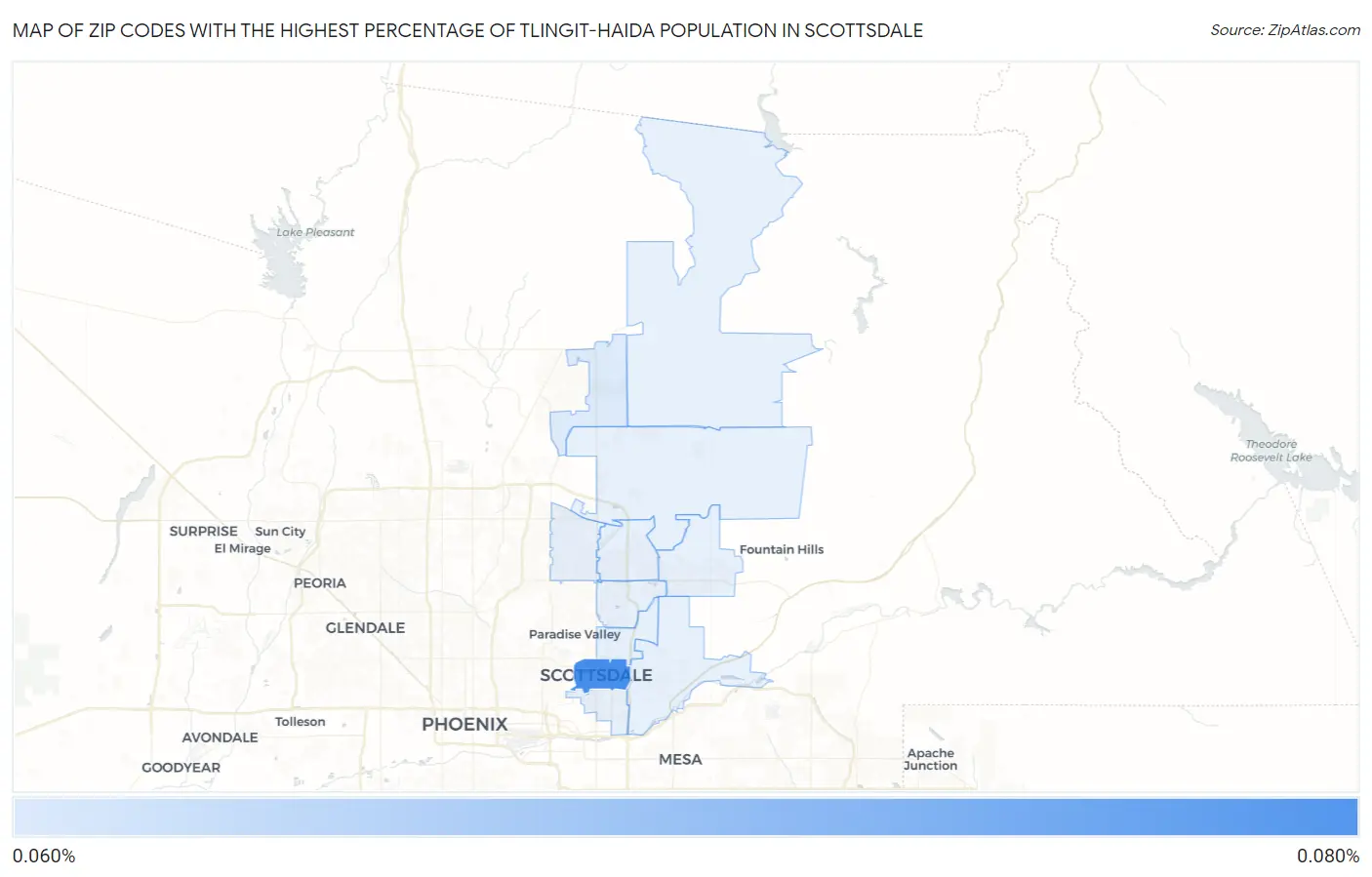 Zip Codes with the Highest Percentage of Tlingit-Haida Population in Scottsdale Map