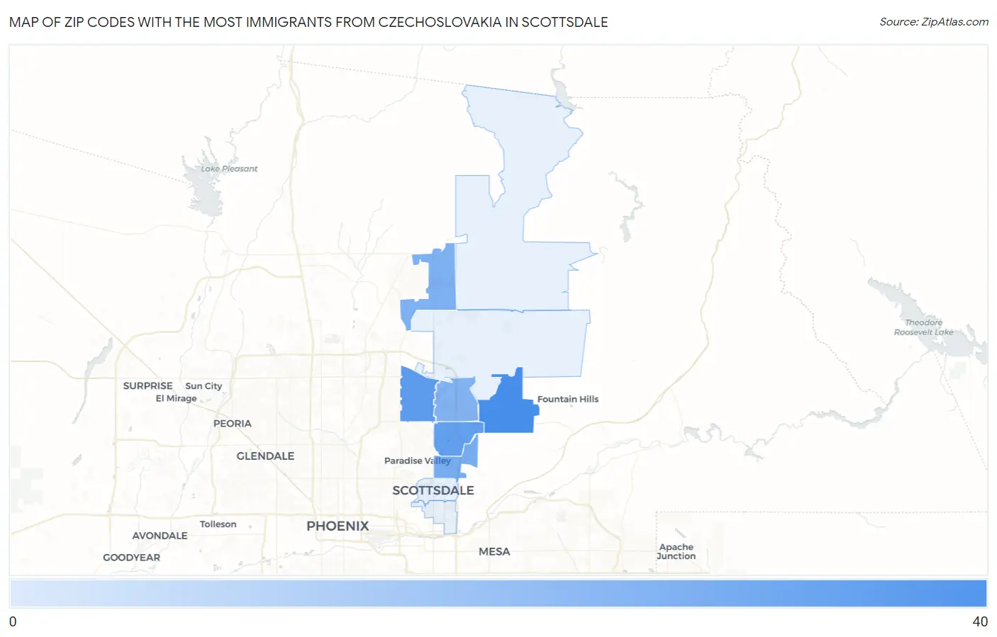 Zip Codes with the Most Immigrants from Czechoslovakia in Scottsdale Map