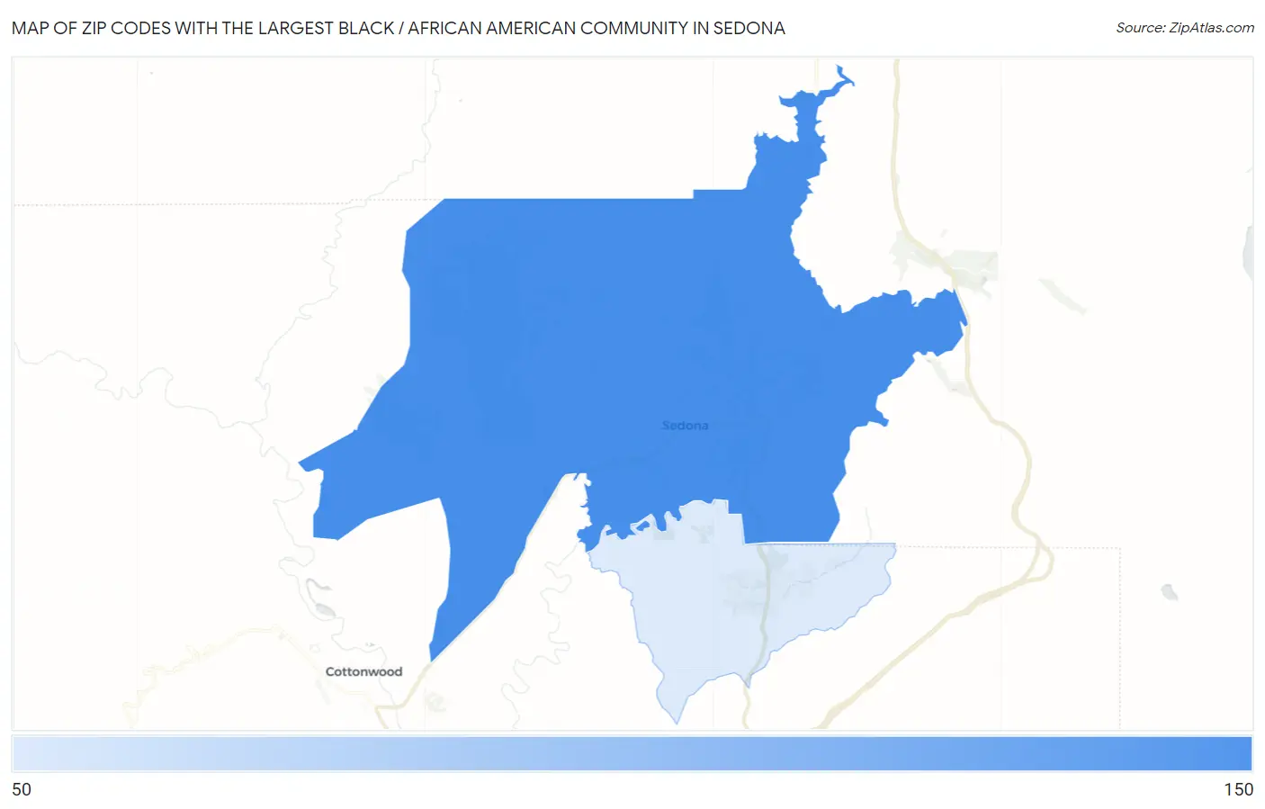 Zip Codes with the Largest Black / African American Community in Sedona Map