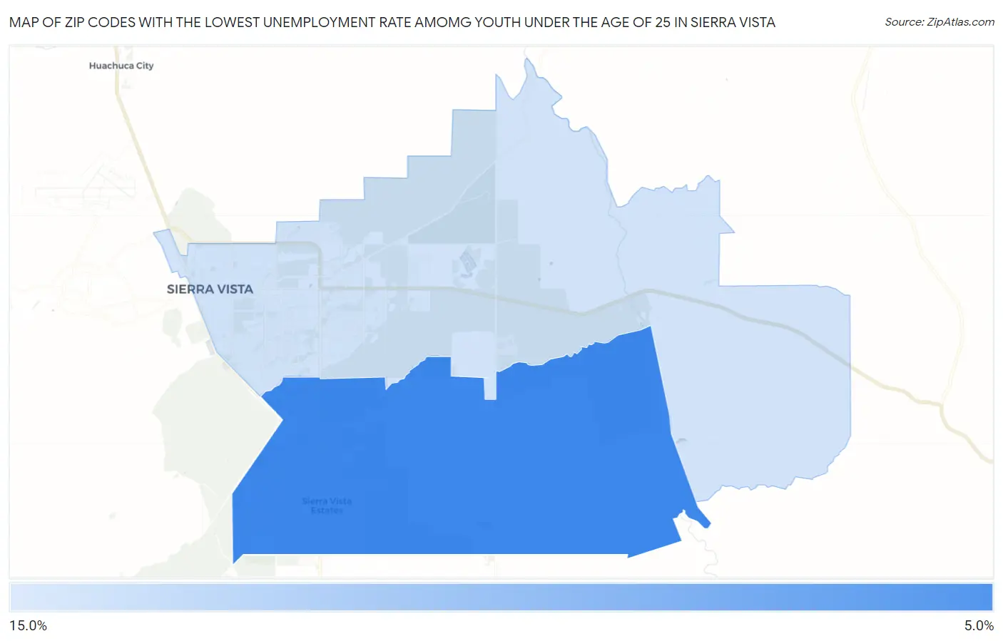 Zip Codes with the Lowest Unemployment Rate Amomg Youth Under the Age of 25 in Sierra Vista Map