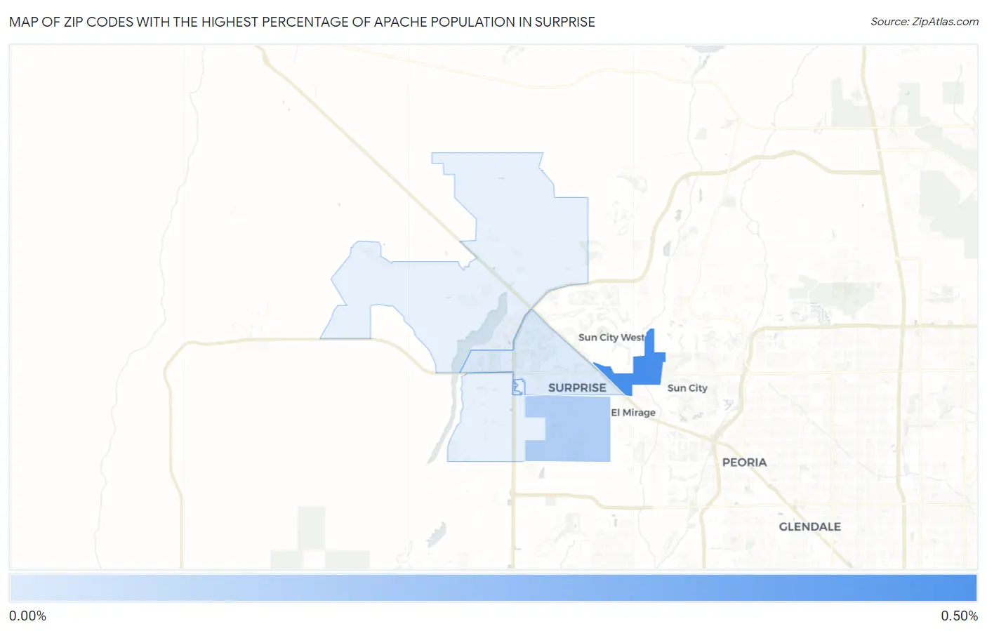 Zip Codes with the Highest Percentage of Apache Population in Surprise Map