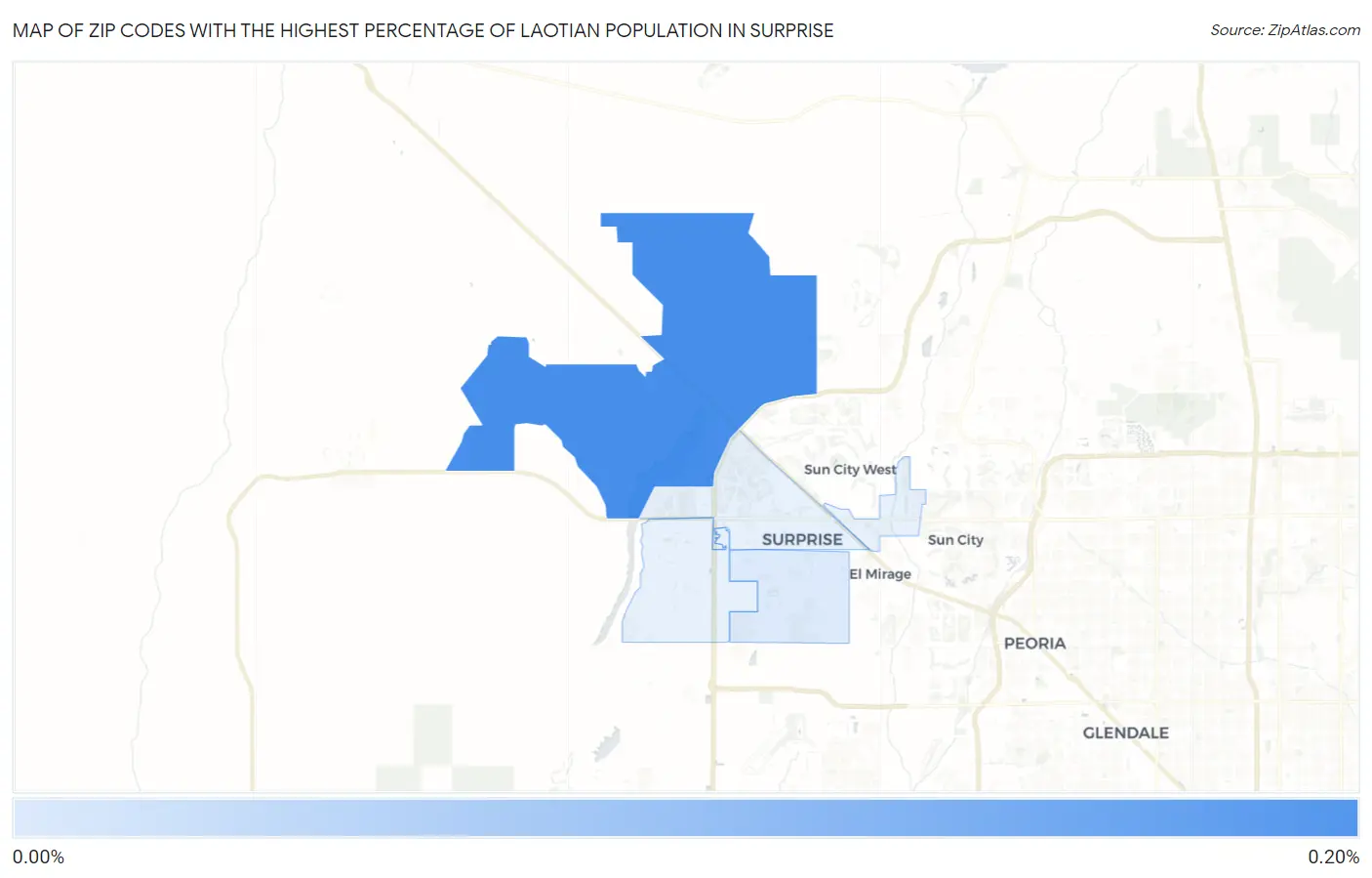 Zip Codes with the Highest Percentage of Laotian Population in Surprise Map