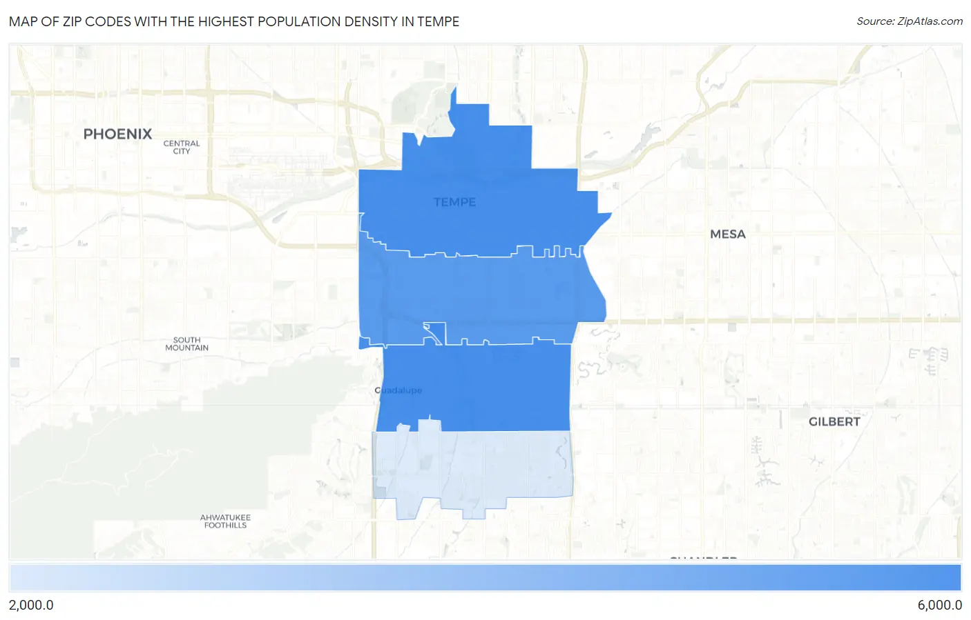 Highest Population Density in Tempe by Zip Code | 2023 | Zip Atlas