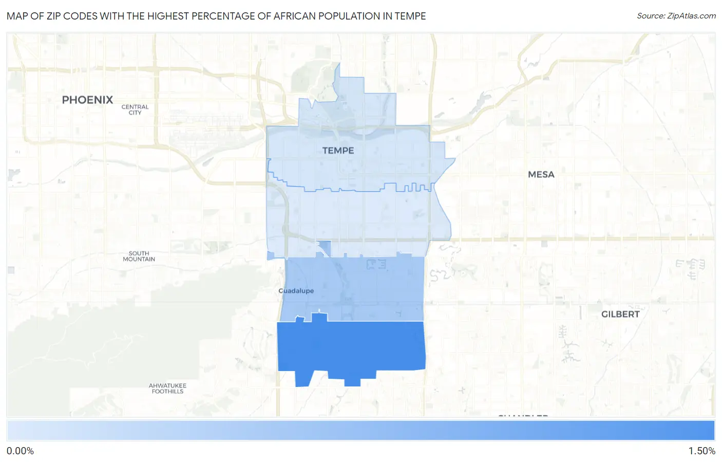 Zip Codes with the Highest Percentage of African Population in Tempe Map