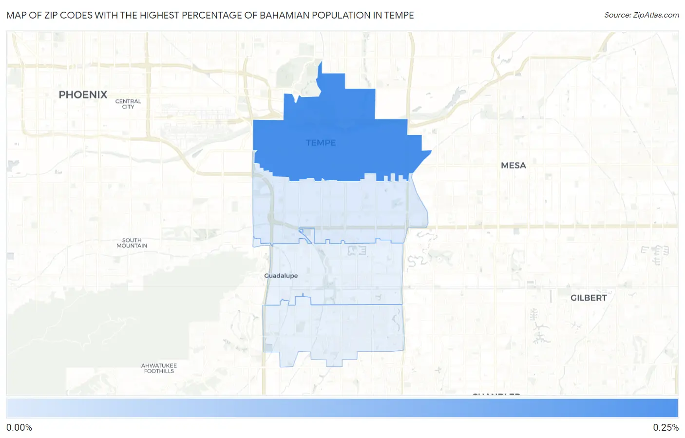 Zip Codes with the Highest Percentage of Bahamian Population in Tempe Map