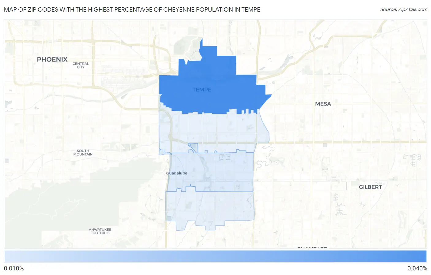 Zip Codes with the Highest Percentage of Cheyenne Population in Tempe Map