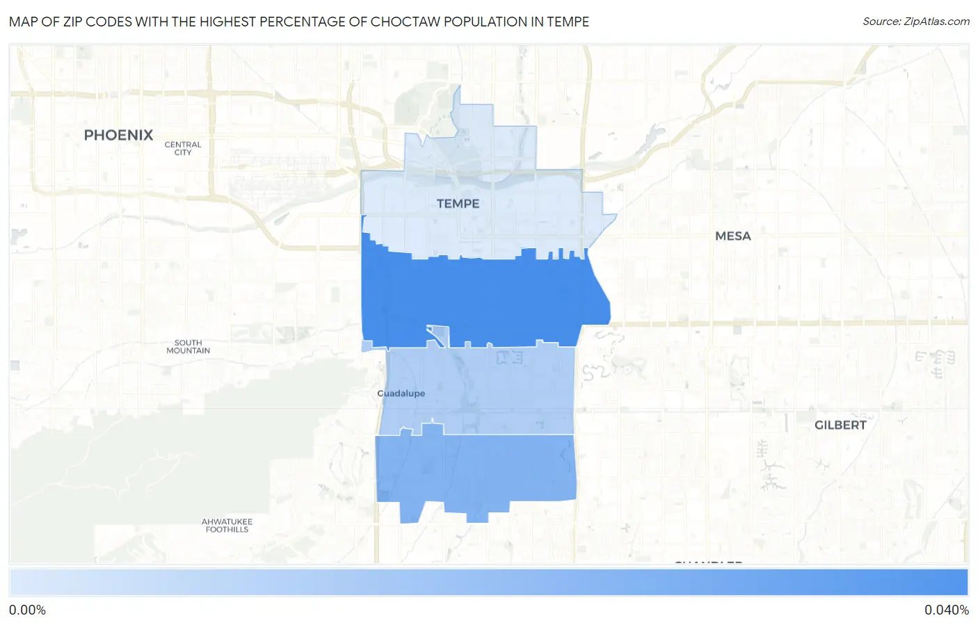 Zip Codes with the Highest Percentage of Choctaw Population in Tempe Map