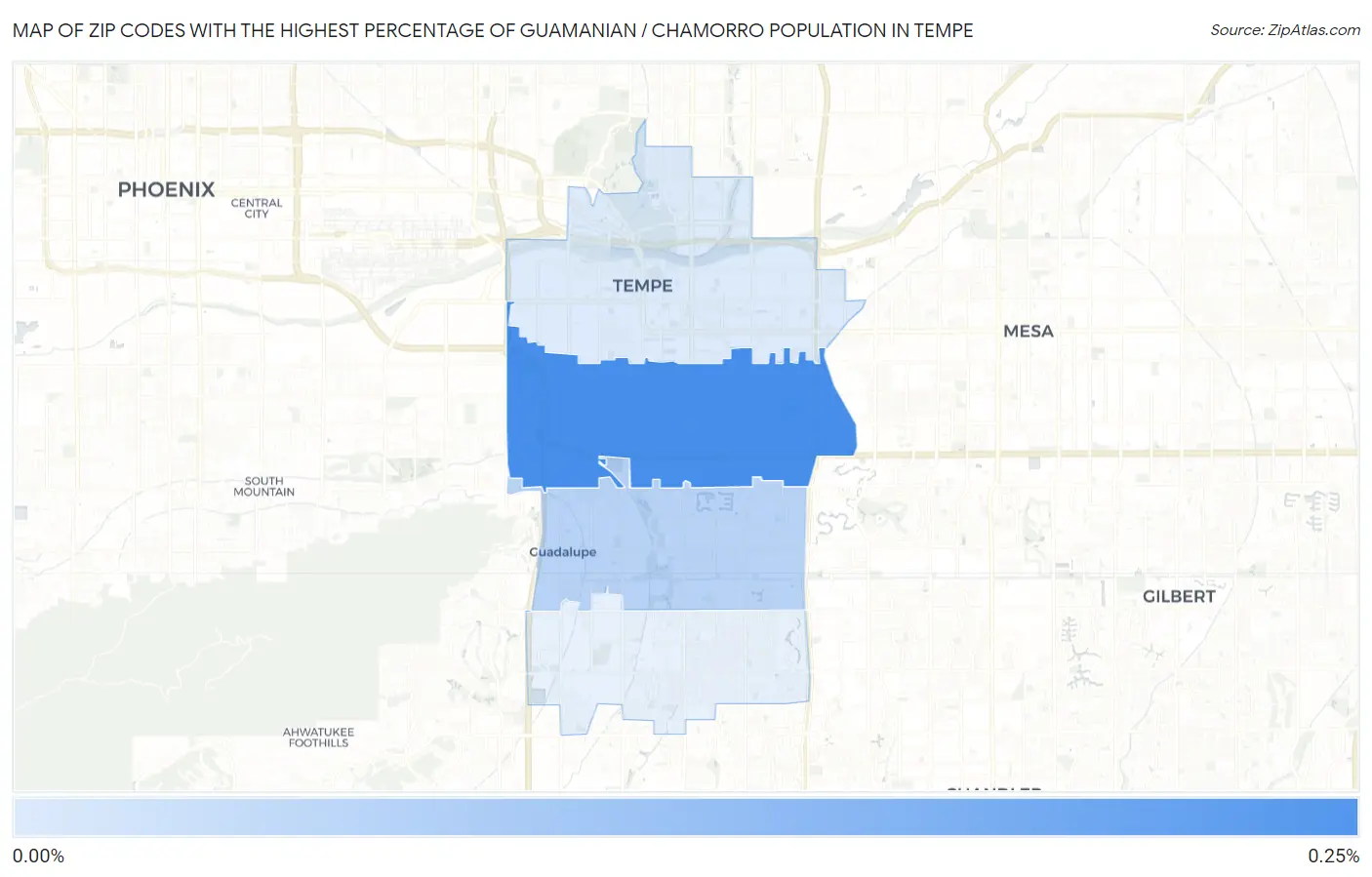 Zip Codes with the Highest Percentage of Guamanian / Chamorro Population in Tempe Map