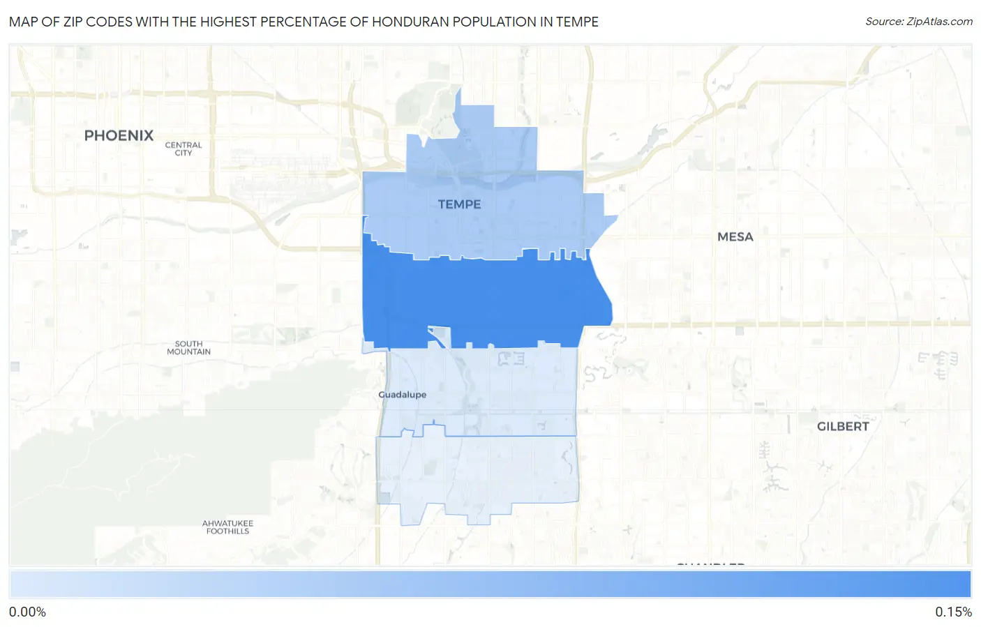 Zip Codes with the Highest Percentage of Honduran Population in Tempe Map