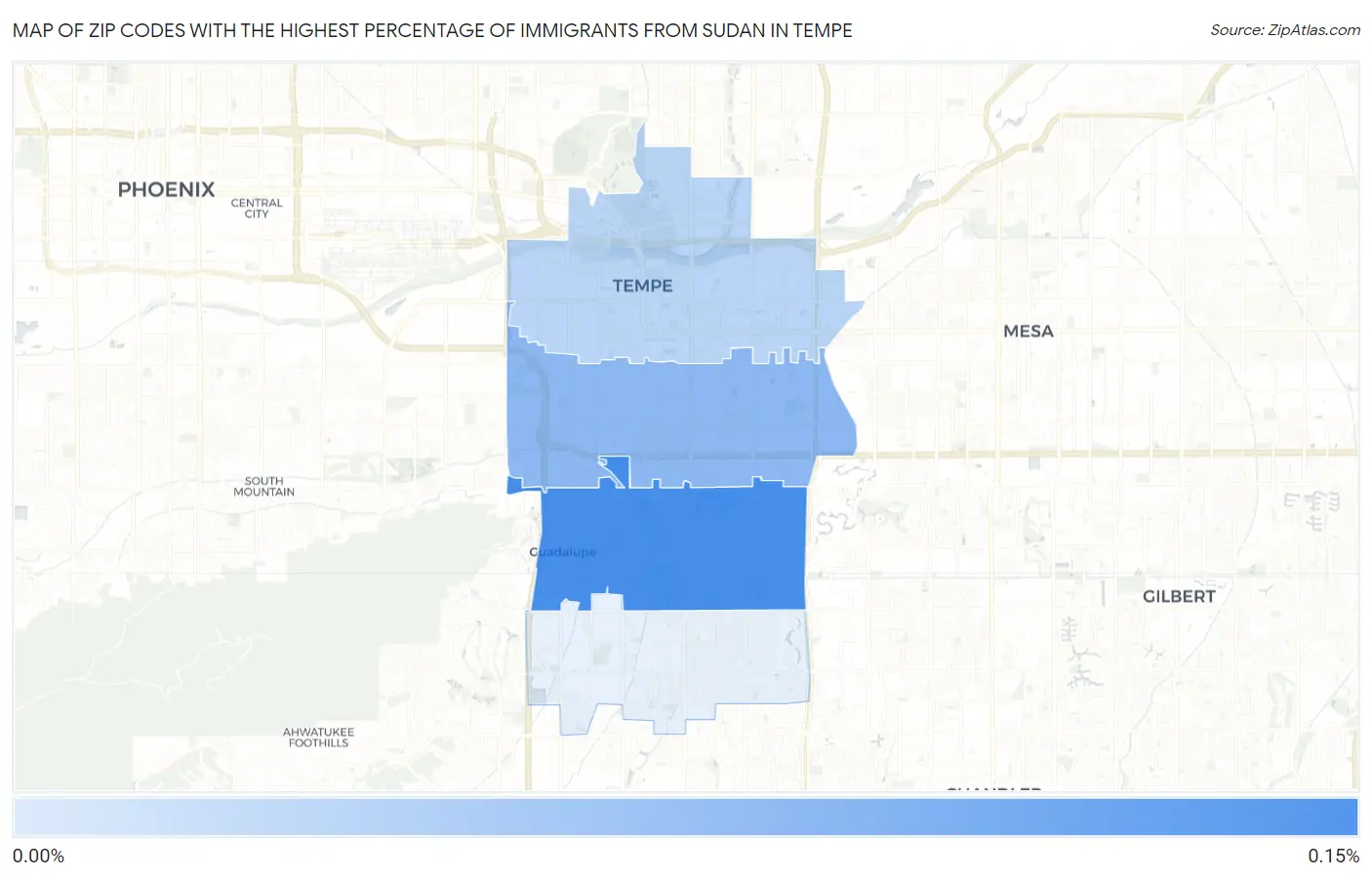 Zip Codes with the Highest Percentage of Immigrants from Sudan in Tempe Map