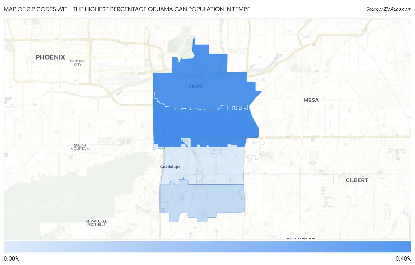 Zip Codes with the Highest Percentage of Jamaican Population in Tempe Map