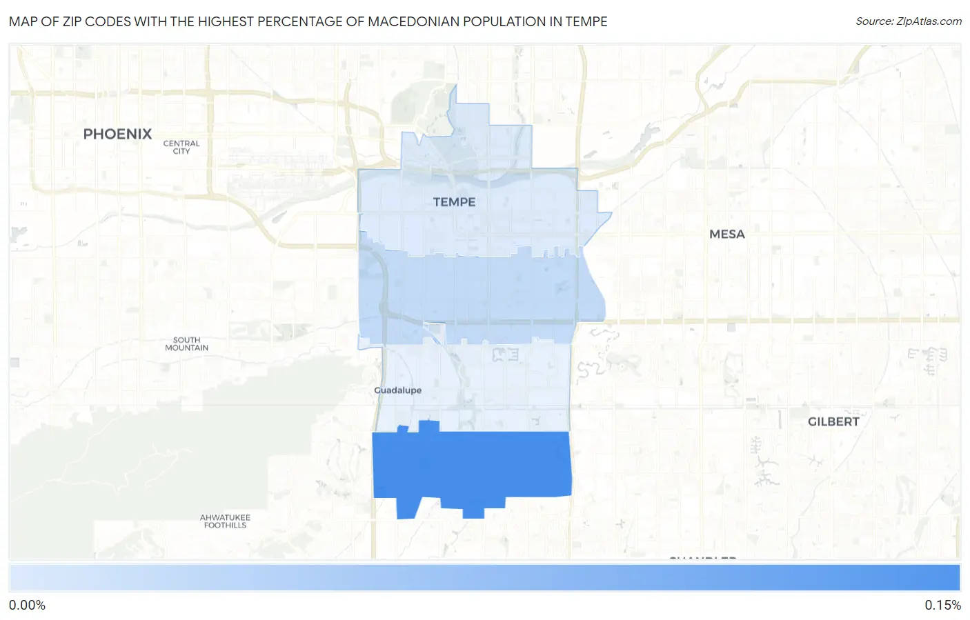 Zip Codes with the Highest Percentage of Macedonian Population in Tempe Map