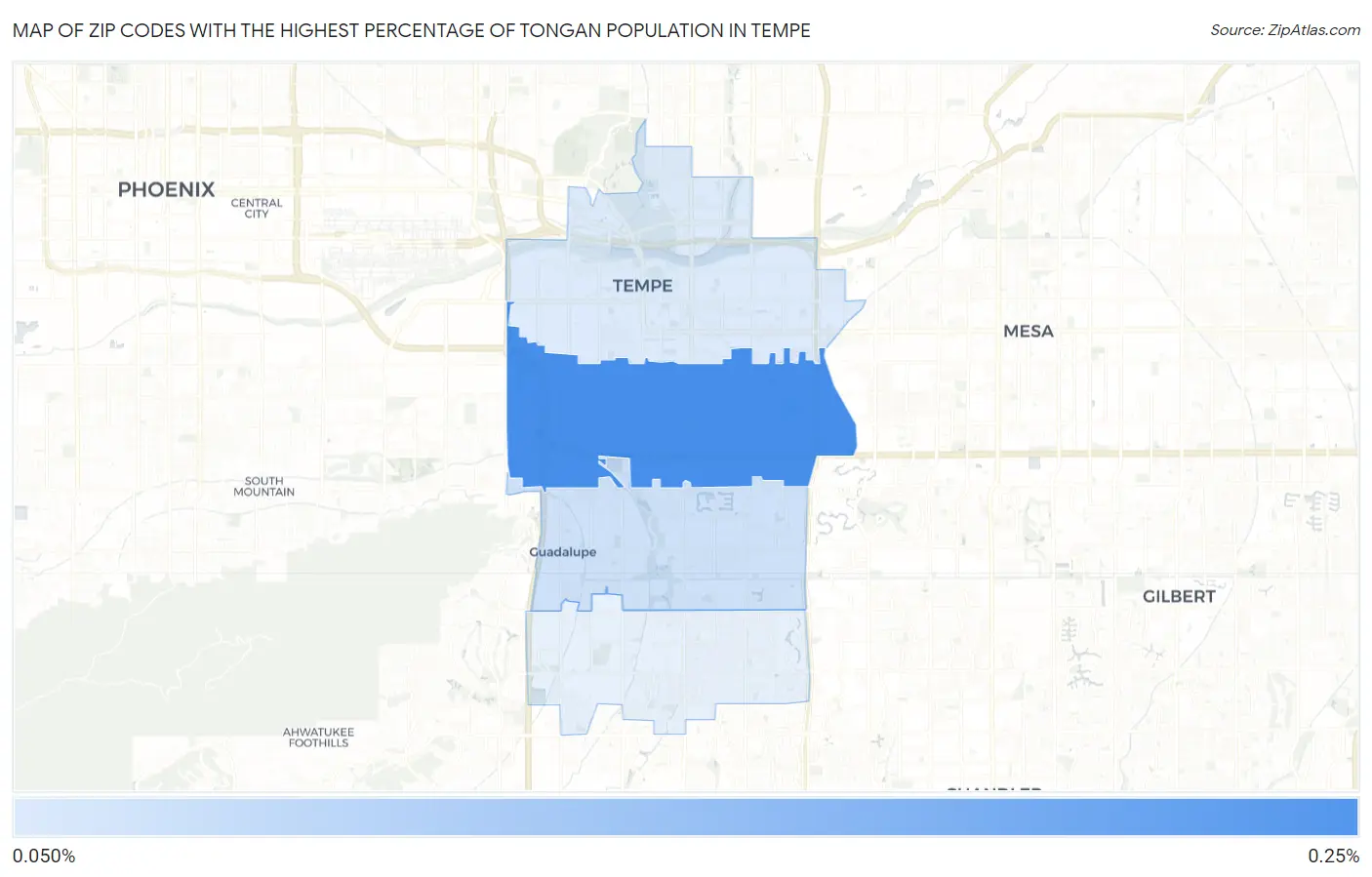Zip Codes with the Highest Percentage of Tongan Population in Tempe Map