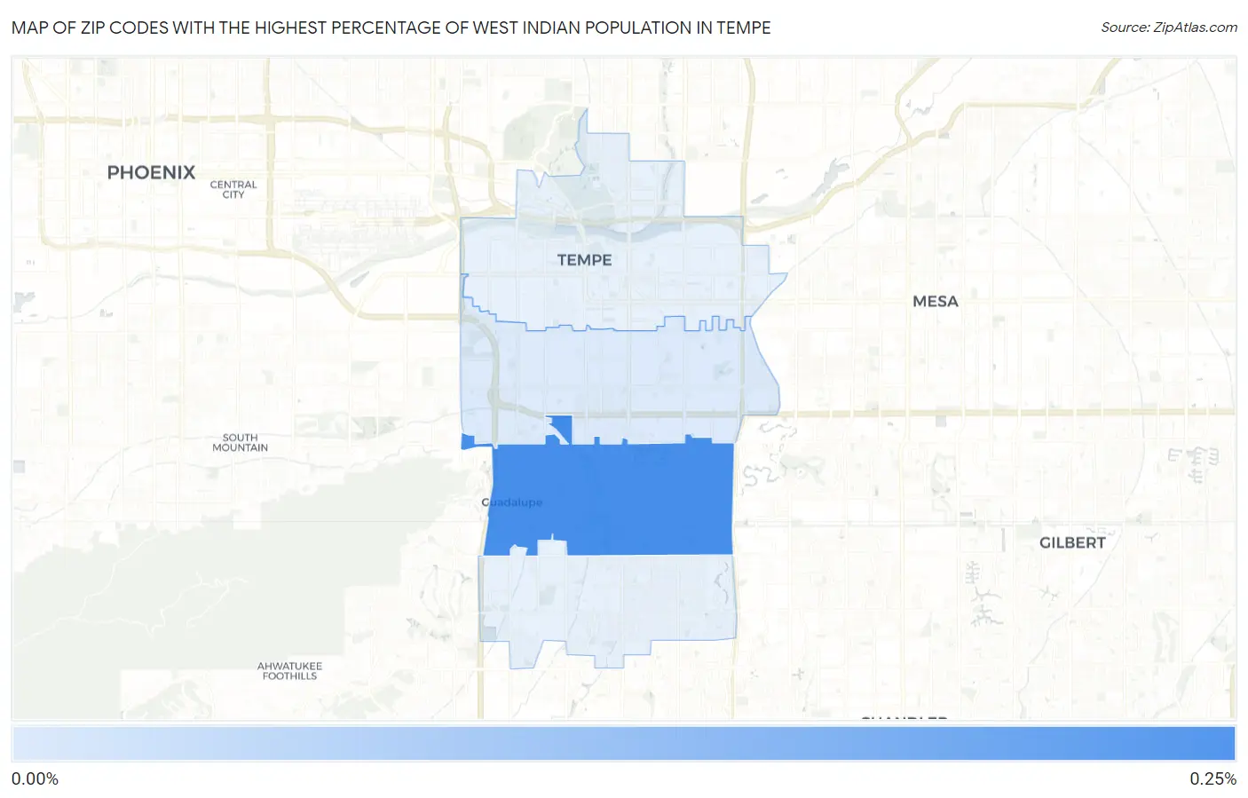 Zip Codes with the Highest Percentage of West Indian Population in Tempe Map