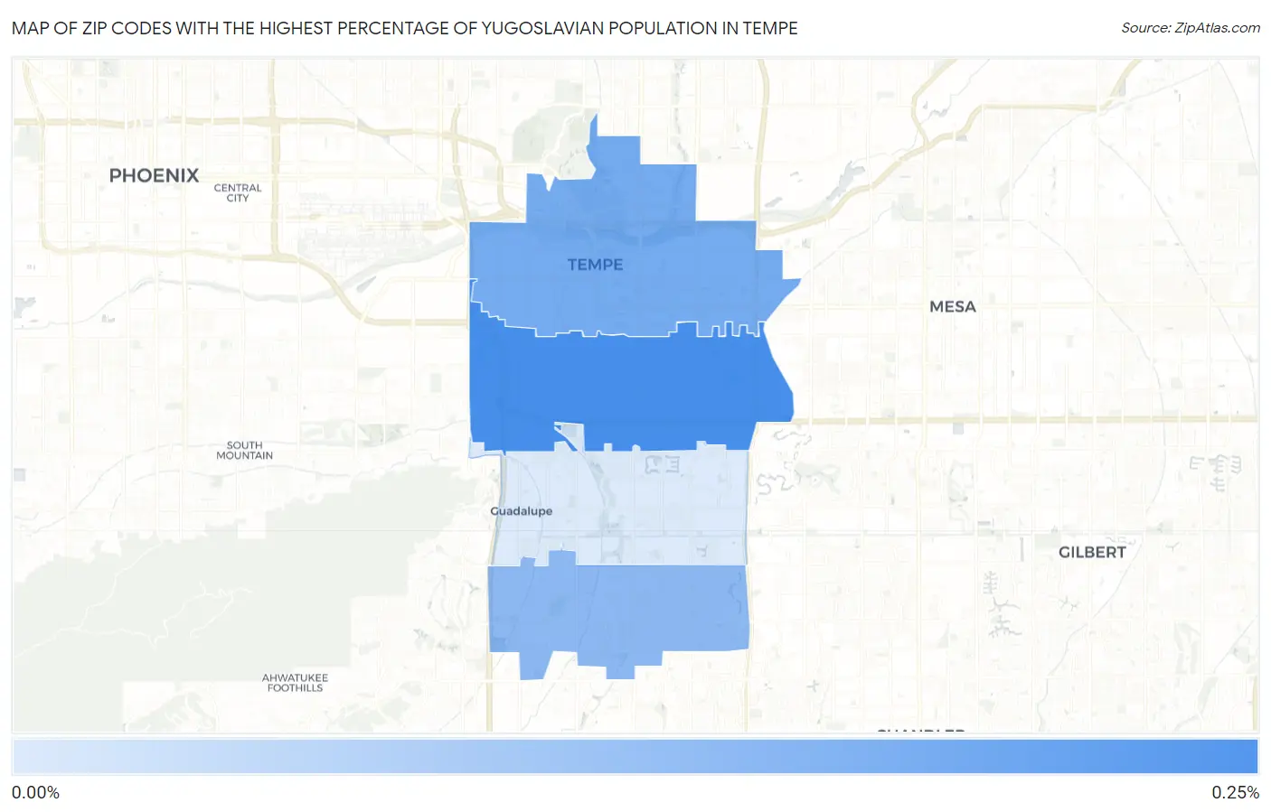 Zip Codes with the Highest Percentage of Yugoslavian Population in Tempe Map