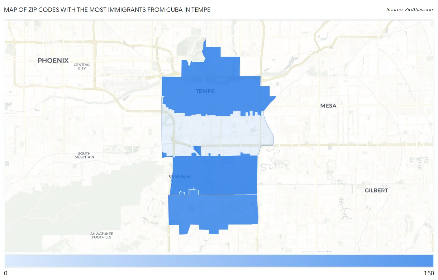 Zip Codes with the Most Immigrants from Cuba in Tempe Map