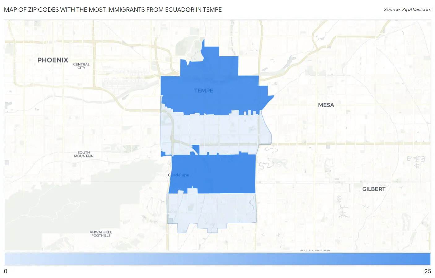 Zip Codes with the Most Immigrants from Ecuador in Tempe Map