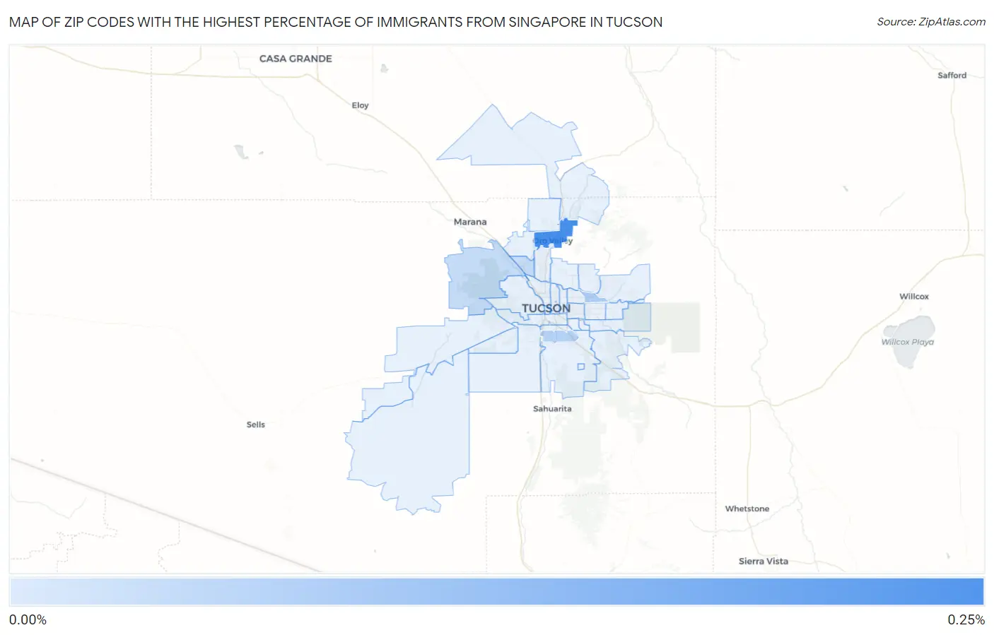 Zip Codes with the Highest Percentage of Immigrants from Singapore in Tucson Map