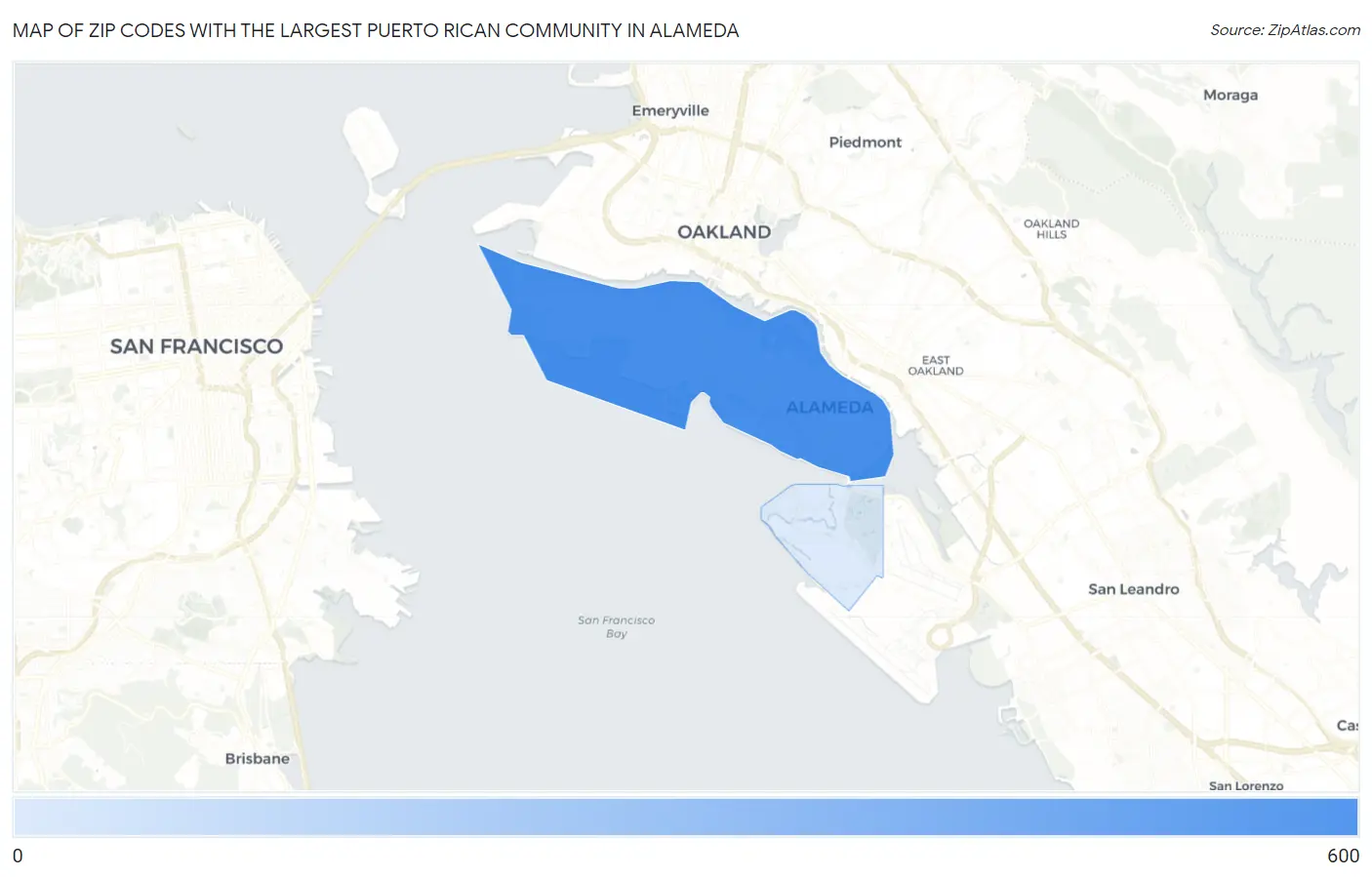 Zip Codes with the Largest Puerto Rican Community in Alameda Map
