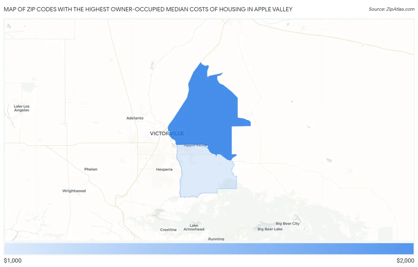 Zip Codes with the Highest Owner-Occupied Median Costs of Housing in Apple Valley Map