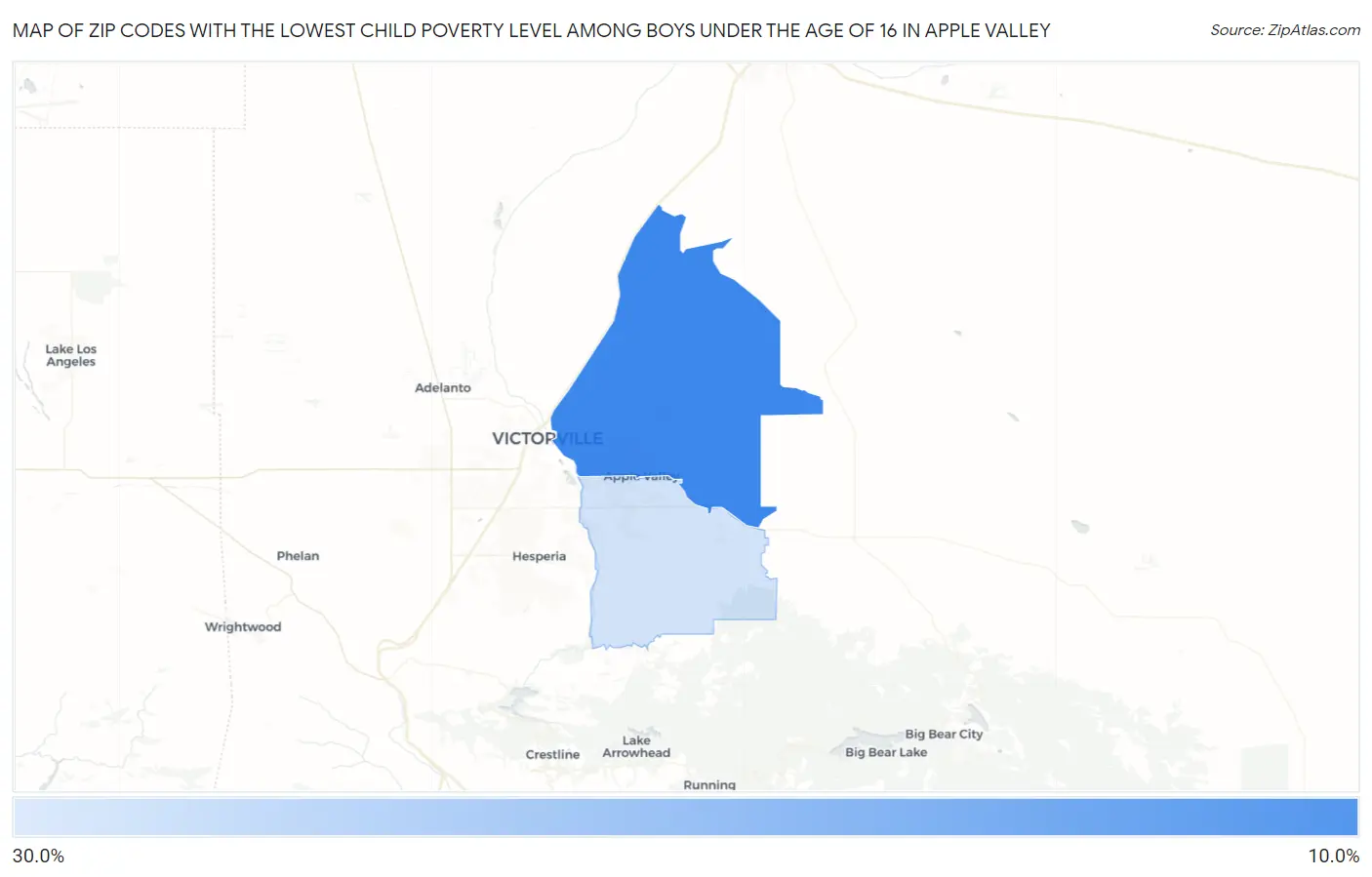 Zip Codes with the Lowest Child Poverty Level Among Boys Under the Age of 16 in Apple Valley Map