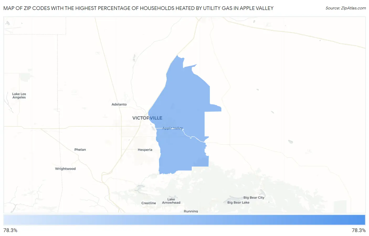 Zip Codes with the Highest Percentage of Households Heated by Utility Gas in Apple Valley Map