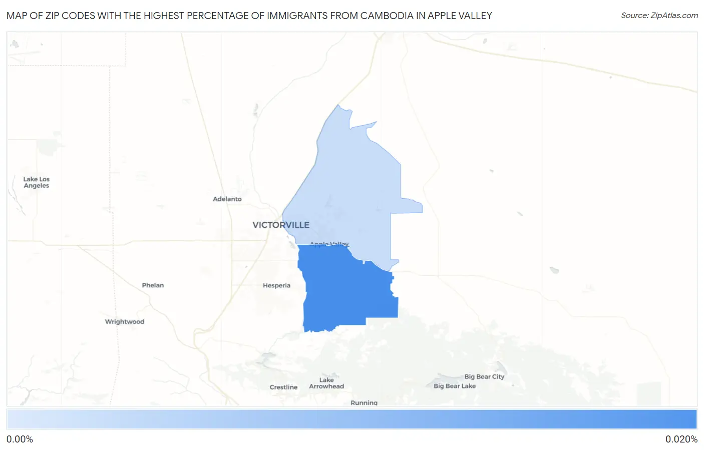 Zip Codes with the Highest Percentage of Immigrants from Cambodia in Apple Valley Map