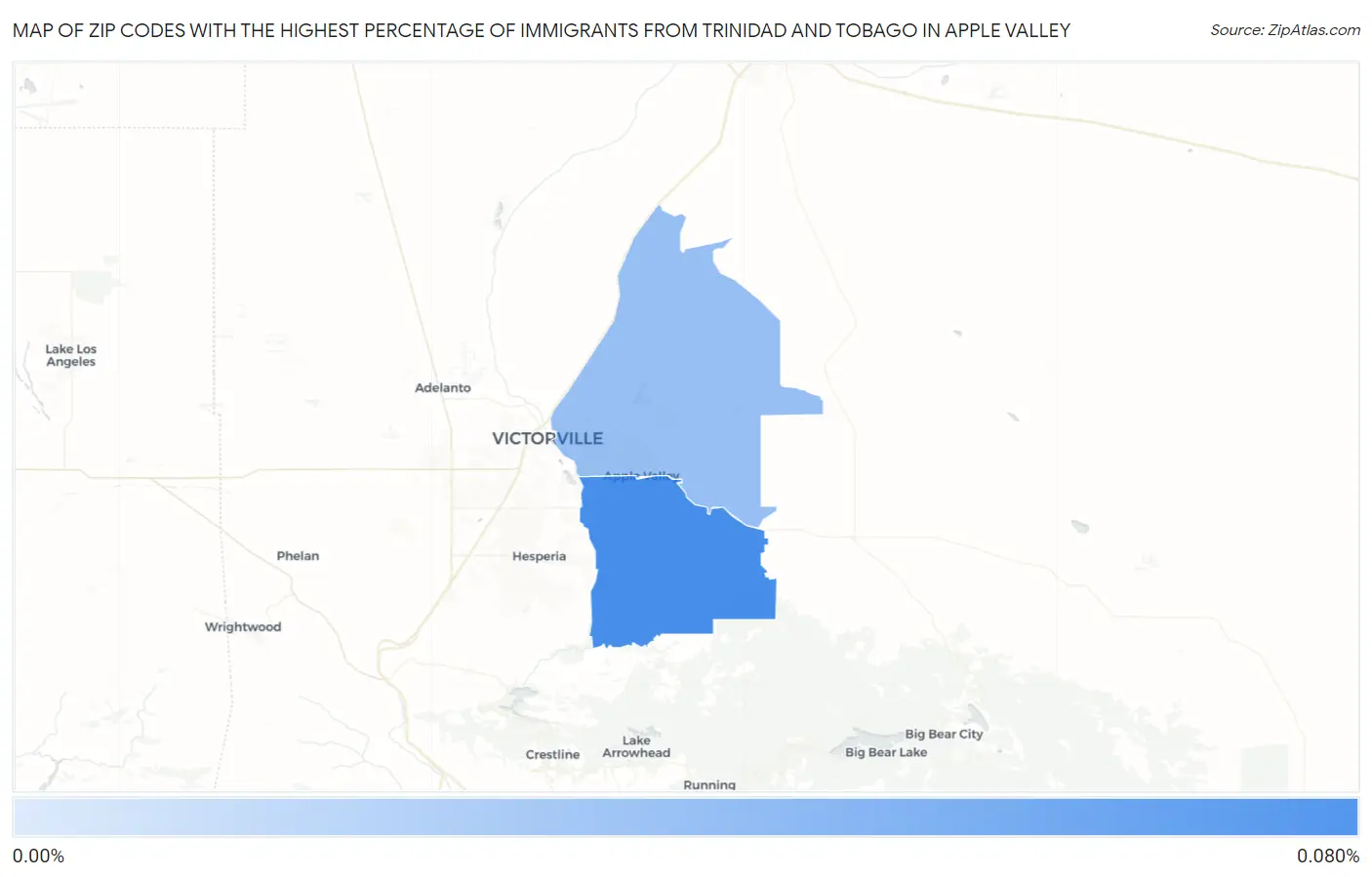 Zip Codes with the Highest Percentage of Immigrants from Trinidad and Tobago in Apple Valley Map