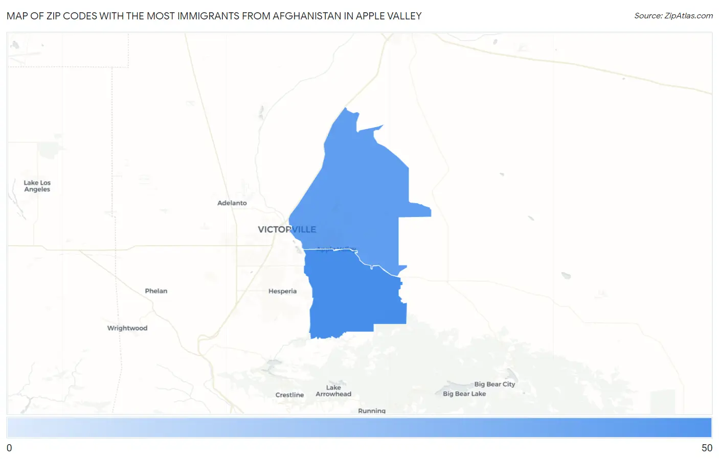 Zip Codes with the Most Immigrants from Afghanistan in Apple Valley Map
