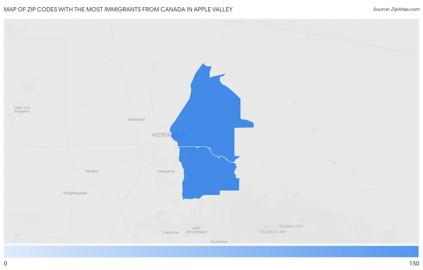 Zip Codes with the Most Immigrants from Canada in Apple Valley Map