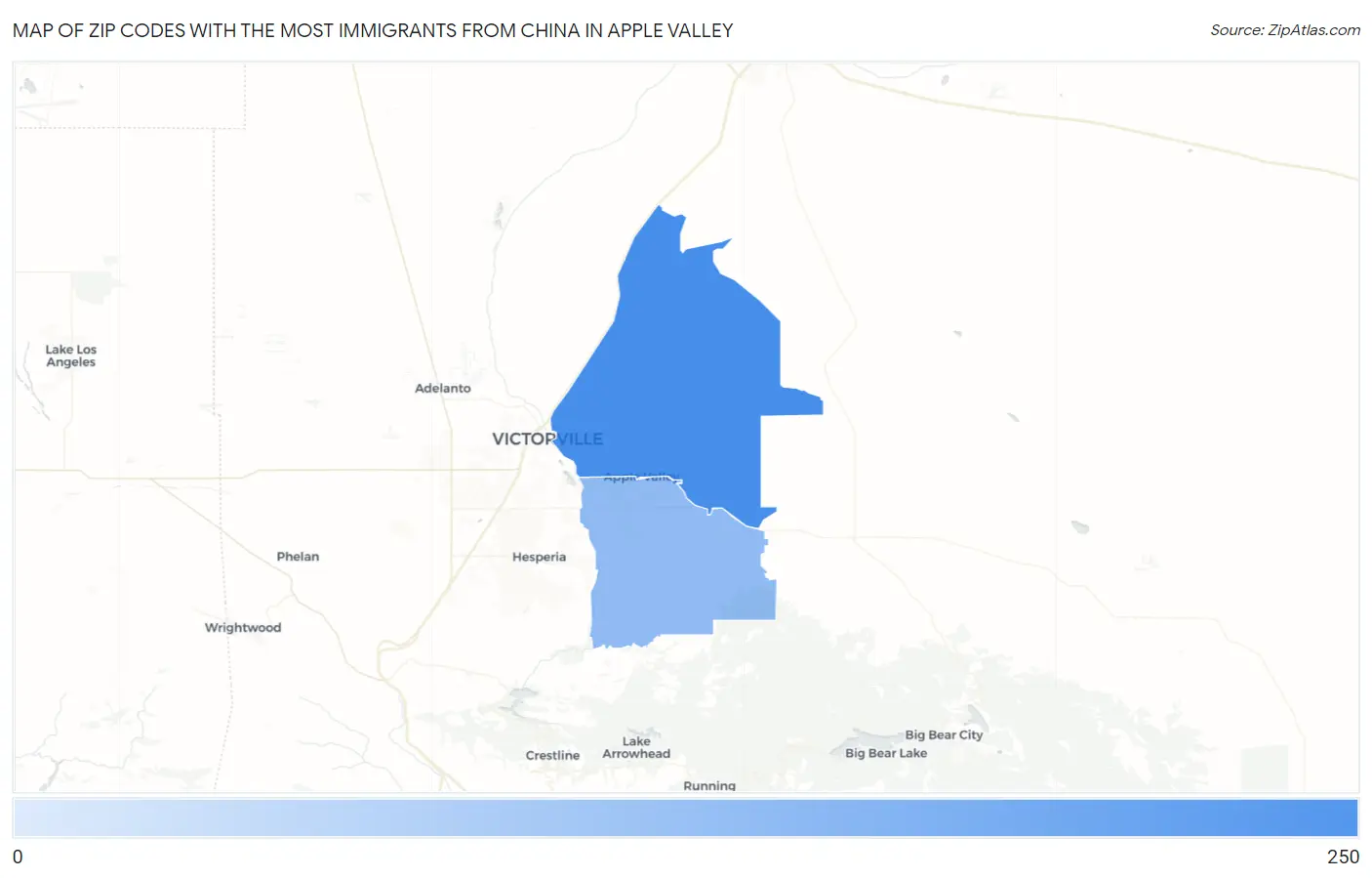 Zip Codes with the Most Immigrants from China in Apple Valley Map