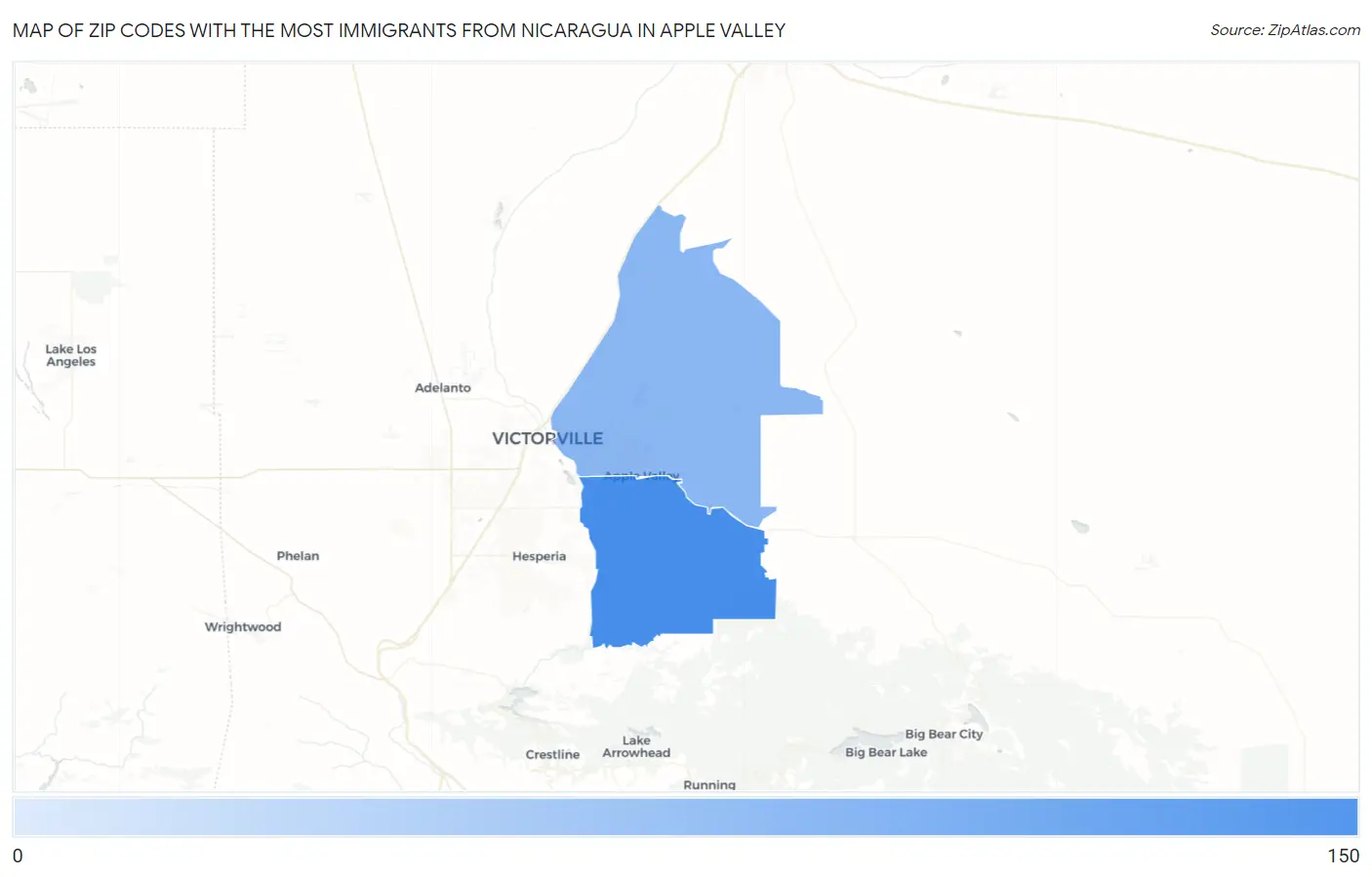 Zip Codes with the Most Immigrants from Nicaragua in Apple Valley Map