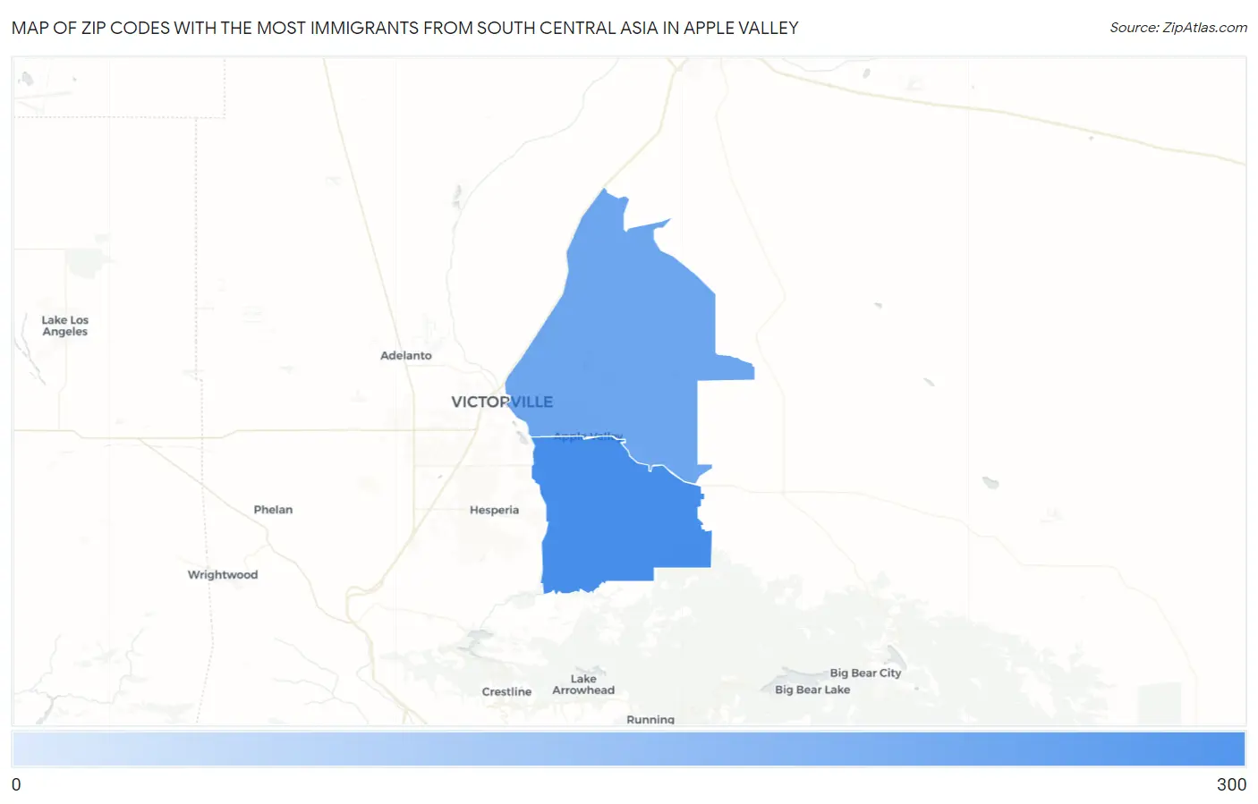 Zip Codes with the Most Immigrants from South Central Asia in Apple Valley Map