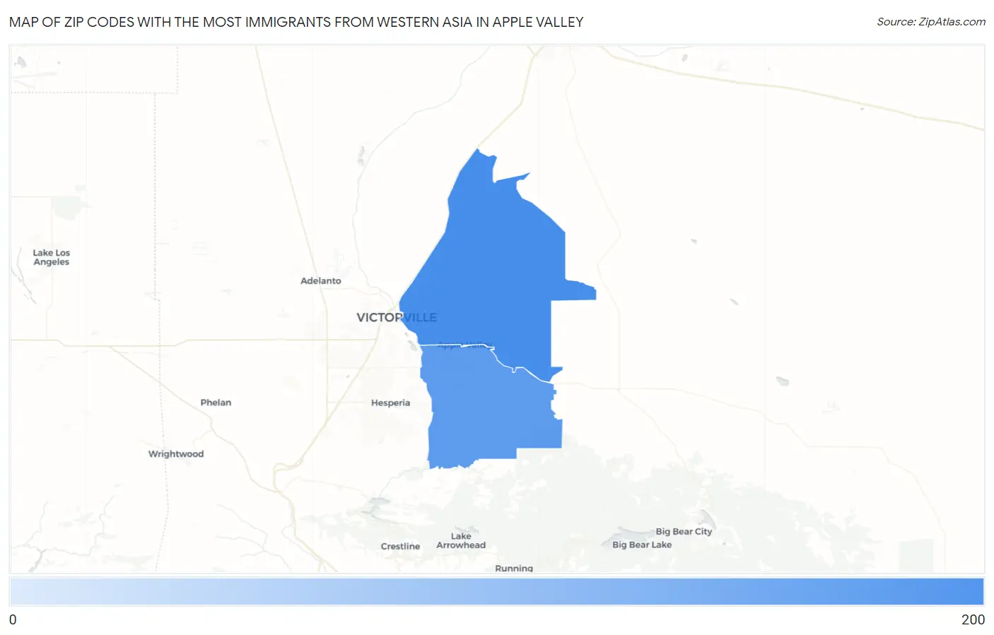 Zip Codes with the Most Immigrants from Western Asia in Apple Valley Map