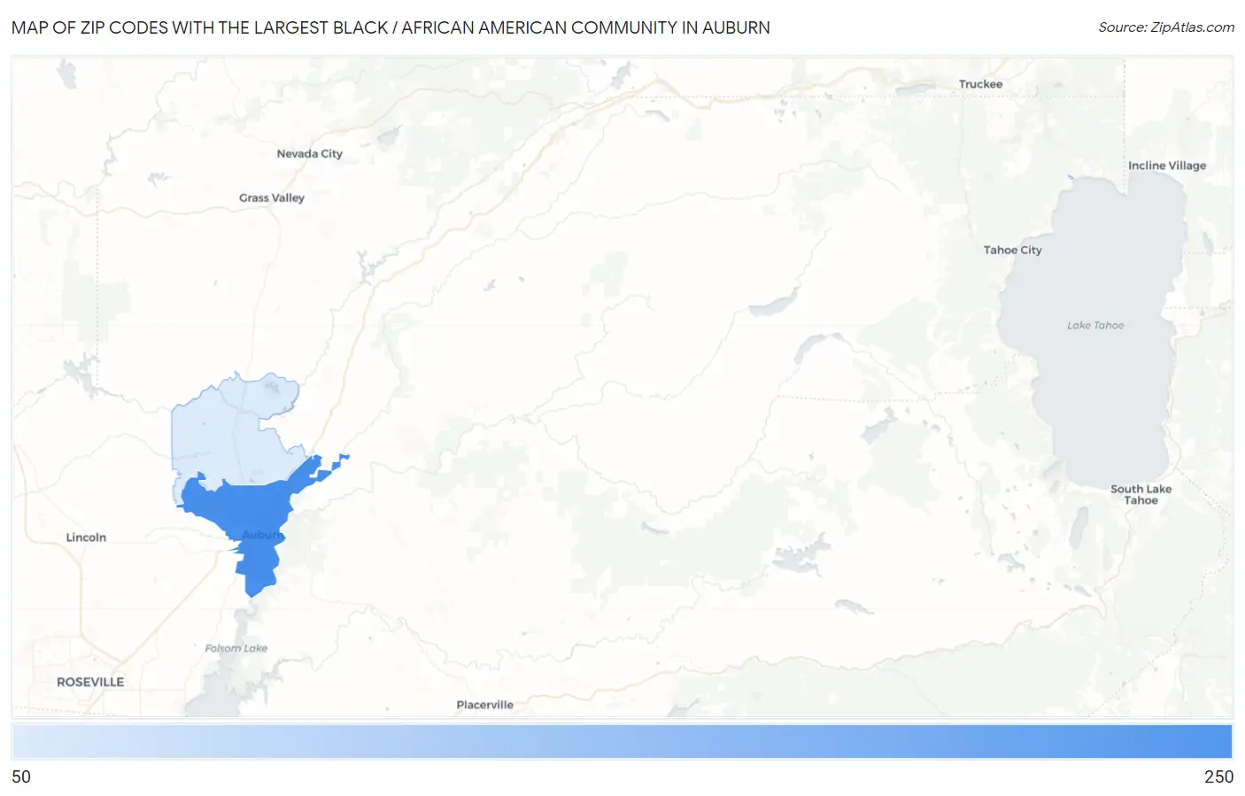 Zip Codes with the Largest Black / African American Community in Auburn Map