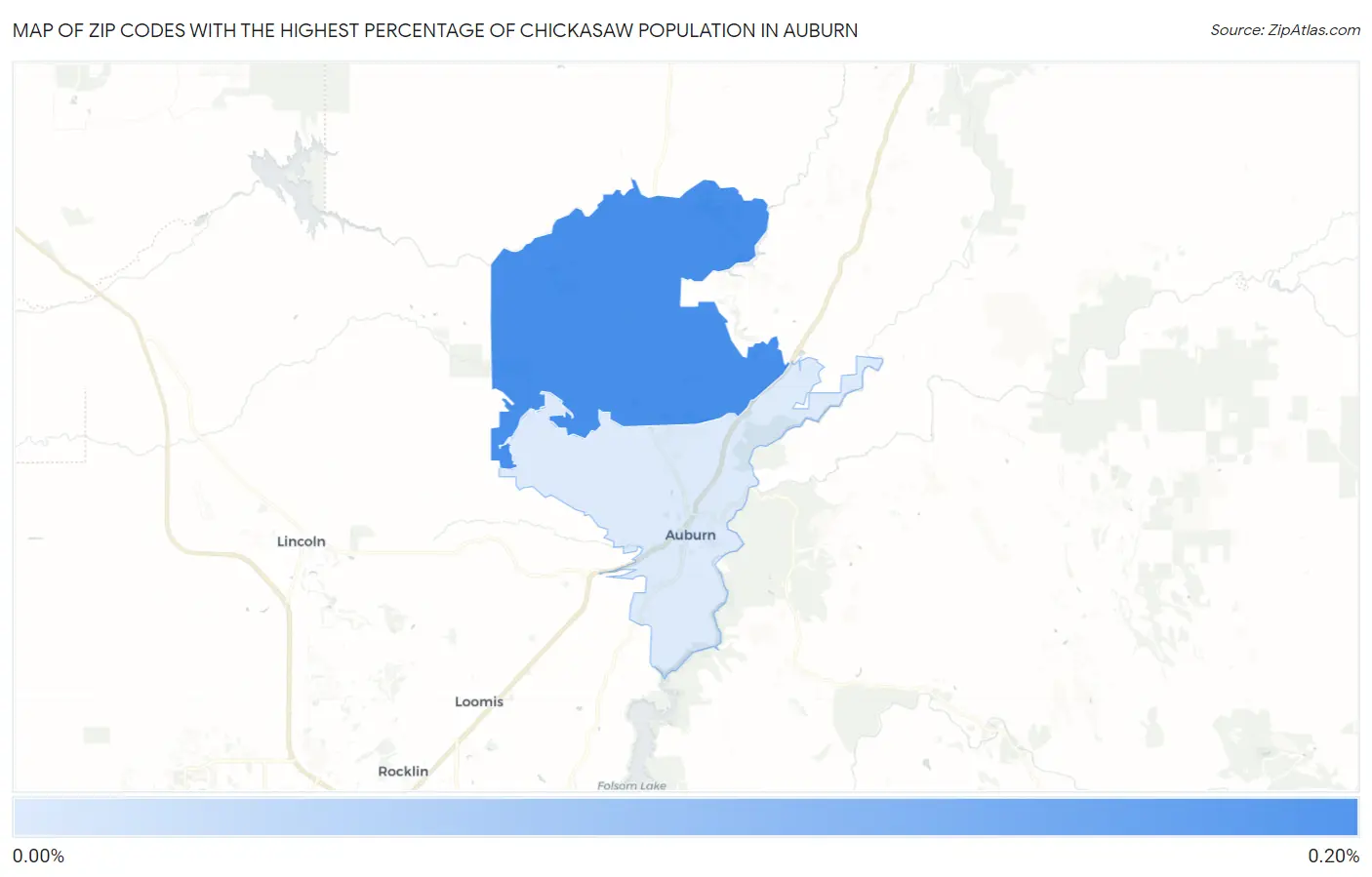 Zip Codes with the Highest Percentage of Chickasaw Population in Auburn Map