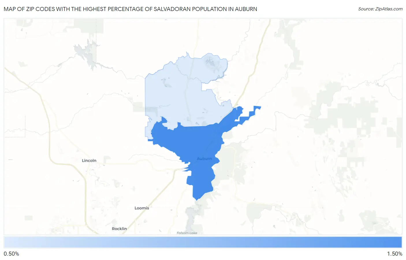Zip Codes with the Highest Percentage of Salvadoran Population in Auburn Map