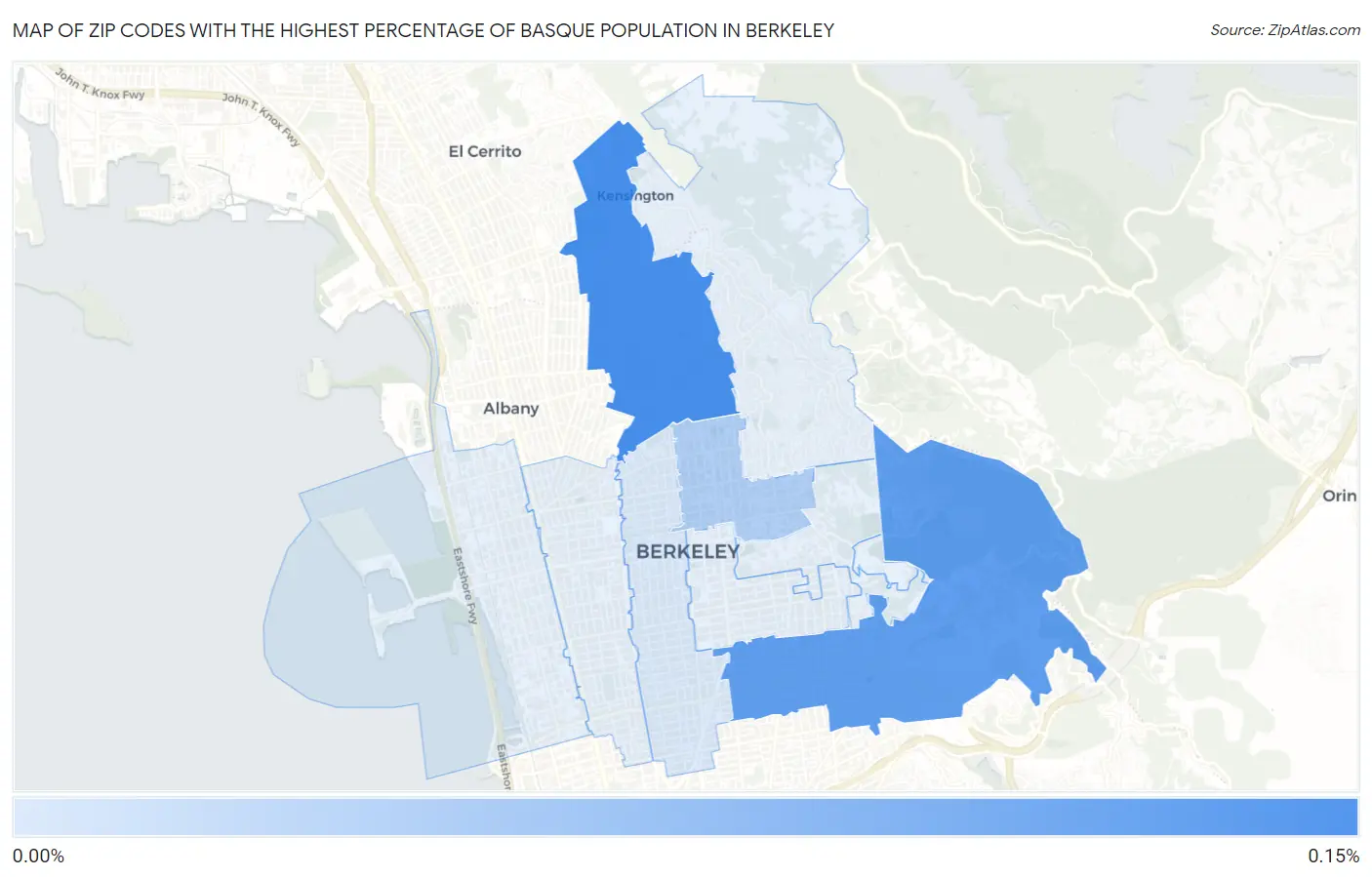 Zip Codes with the Highest Percentage of Basque Population in Berkeley Map