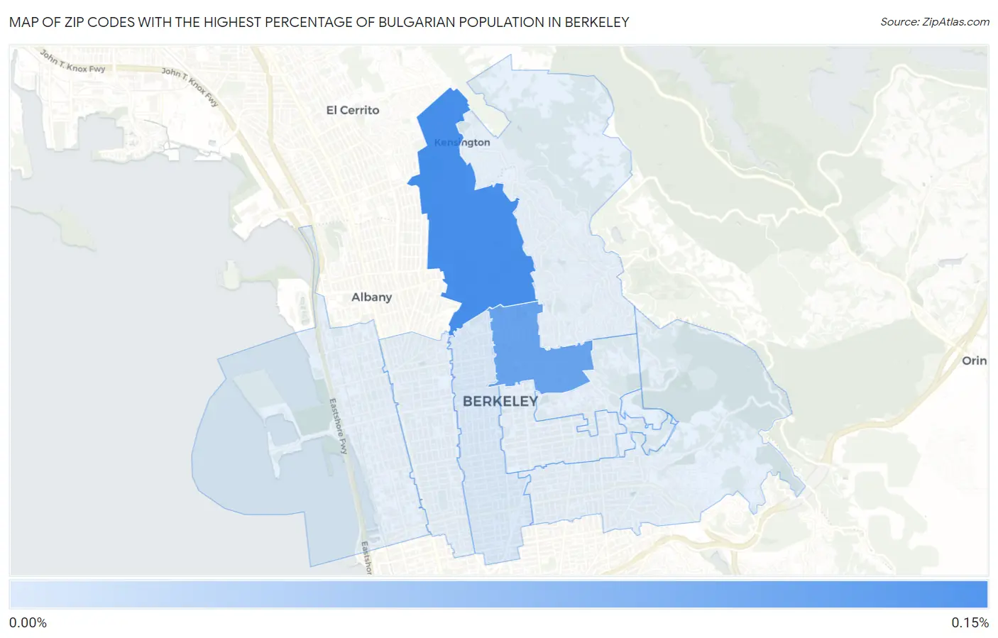 Zip Codes with the Highest Percentage of Bulgarian Population in Berkeley Map