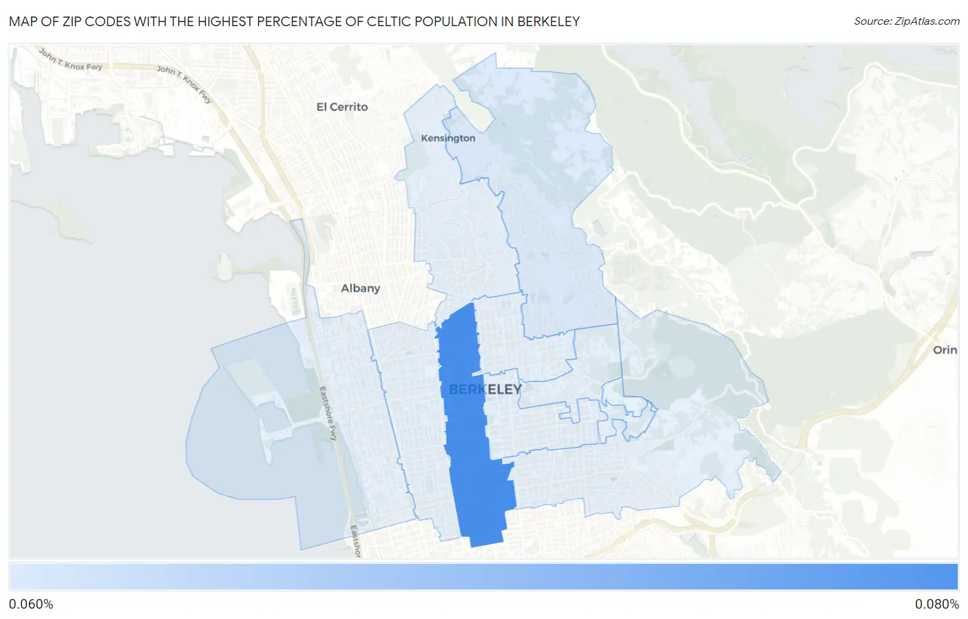 Zip Codes with the Highest Percentage of Celtic Population in Berkeley Map