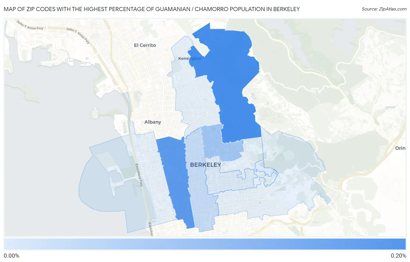 Zip Codes with the Highest Percentage of Guamanian / Chamorro Population in Berkeley Map