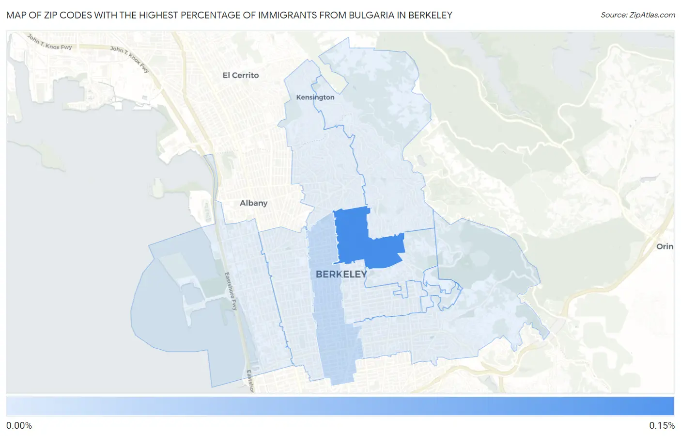 Zip Codes with the Highest Percentage of Immigrants from Bulgaria in Berkeley Map