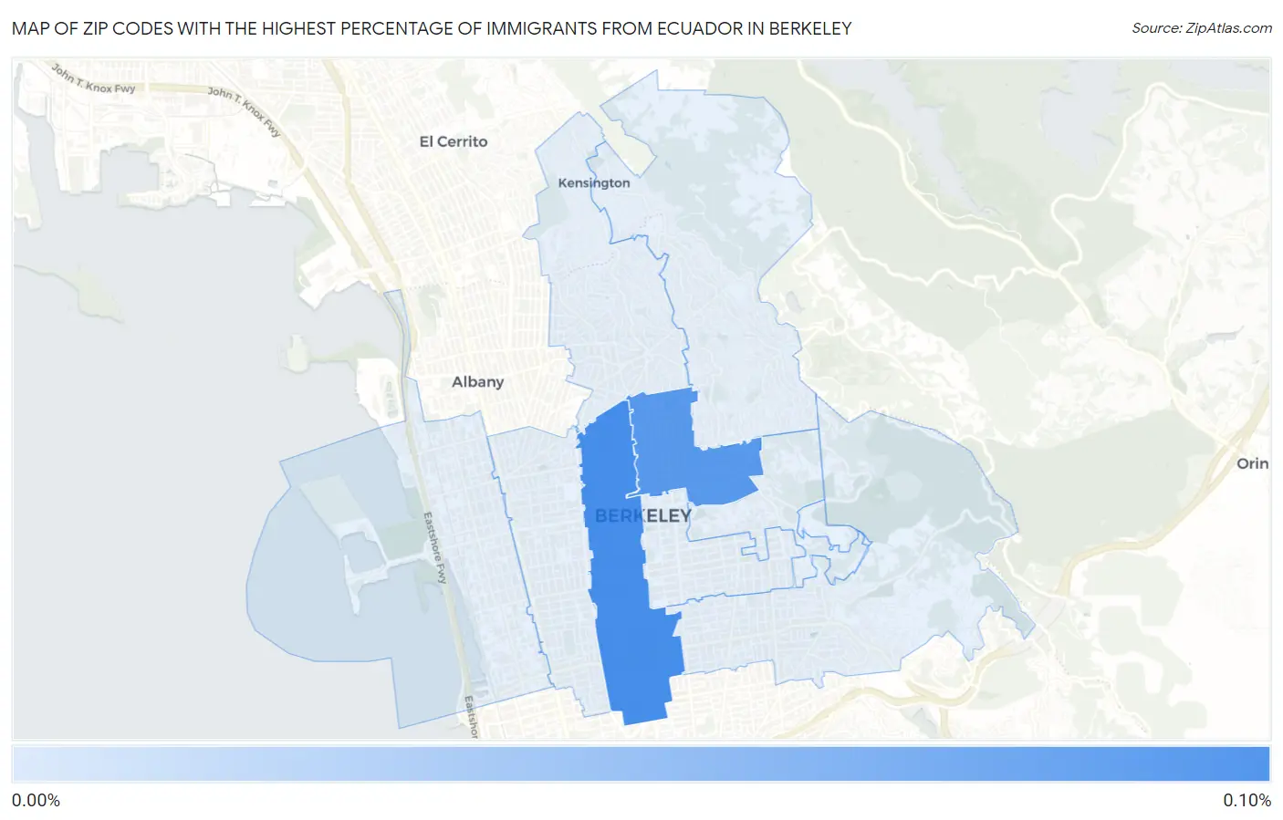 Zip Codes with the Highest Percentage of Immigrants from Ecuador in Berkeley Map