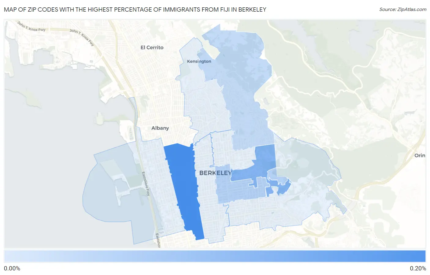 Zip Codes with the Highest Percentage of Immigrants from Fiji in Berkeley Map