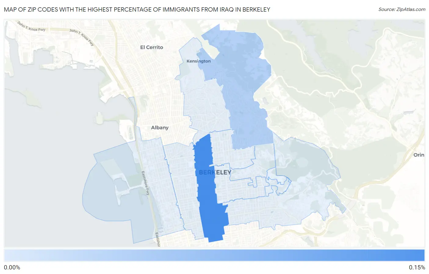 Zip Codes with the Highest Percentage of Immigrants from Iraq in Berkeley Map