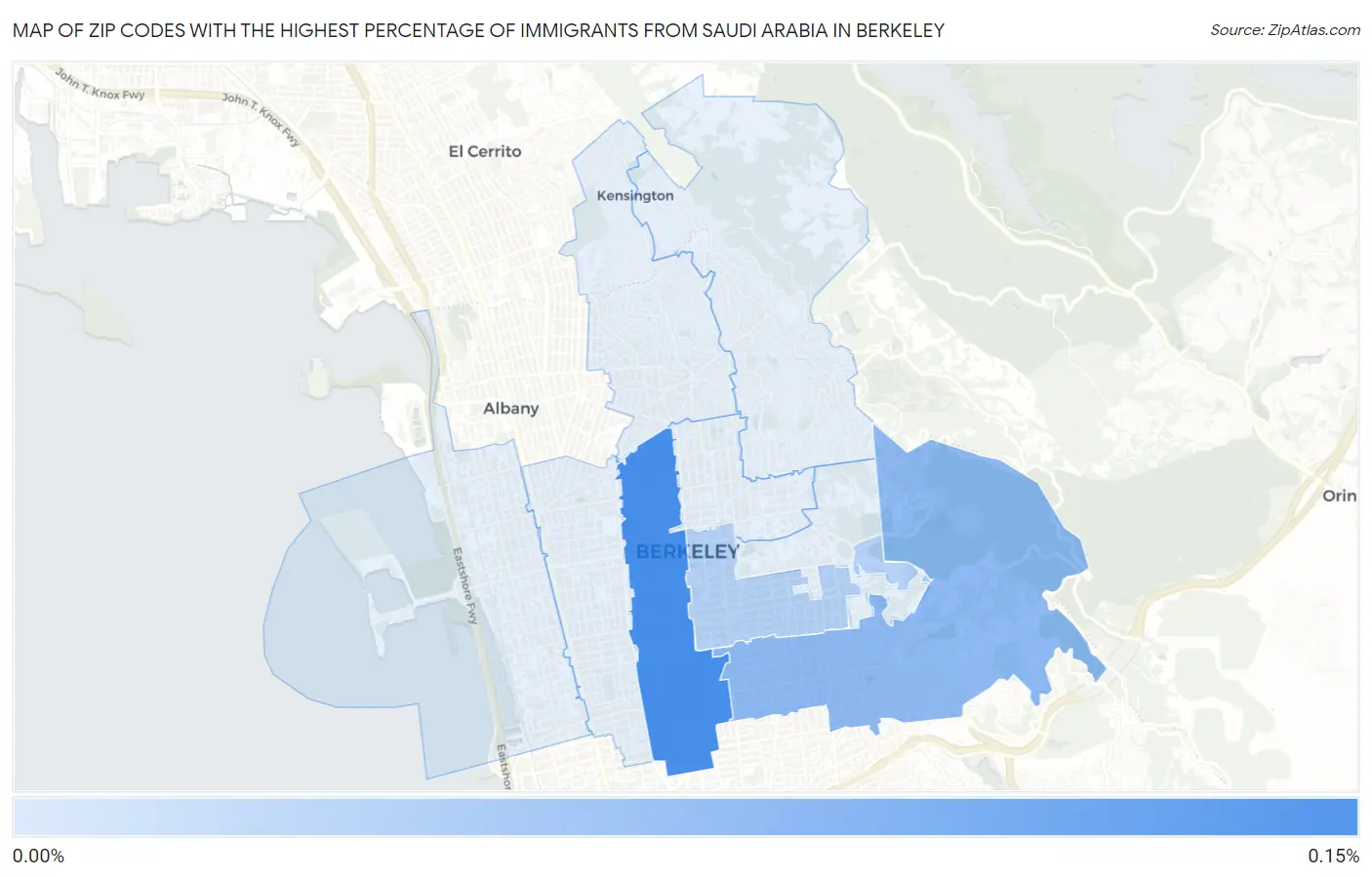 Zip Codes with the Highest Percentage of Immigrants from Saudi Arabia in Berkeley Map