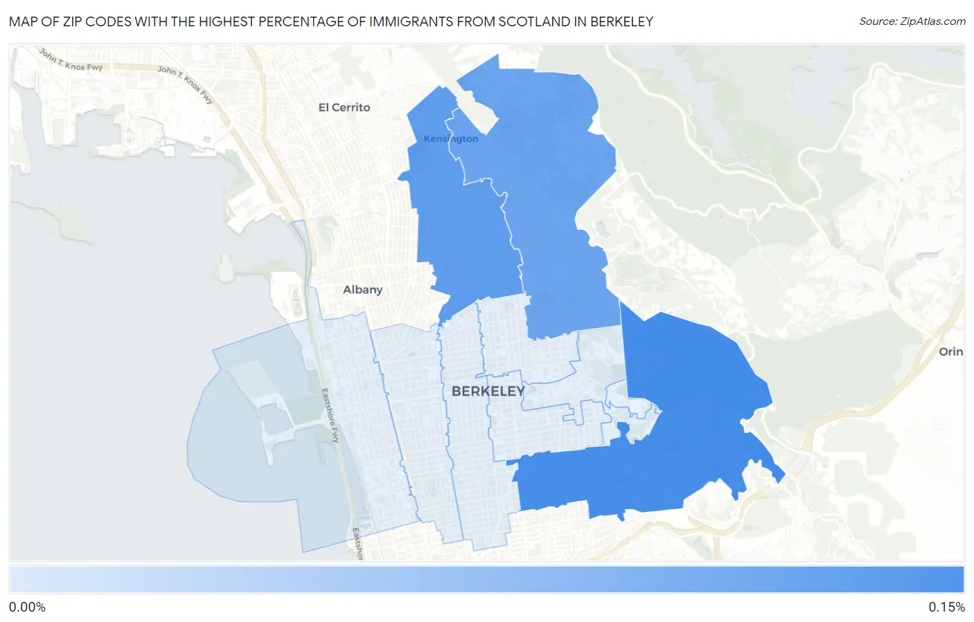 Zip Codes with the Highest Percentage of Immigrants from Scotland in Berkeley Map