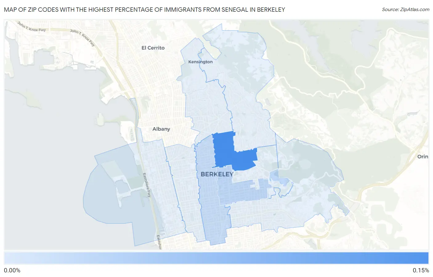 Zip Codes with the Highest Percentage of Immigrants from Senegal in Berkeley Map